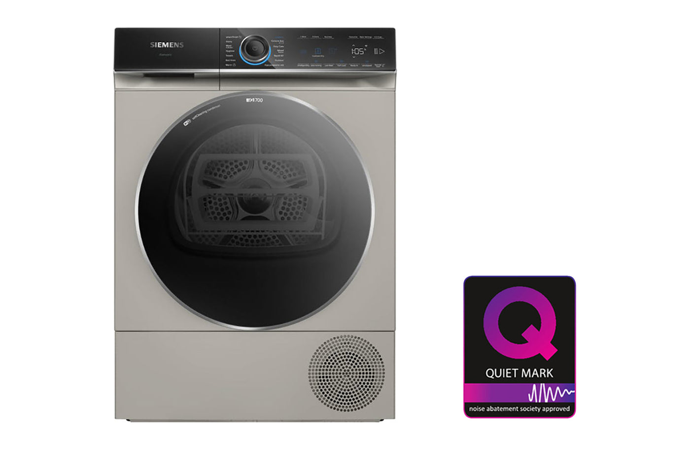 Siemens iQ700 9kg Freestanding Heat Pump Tumble Dryer | WQ46B2CXGB | Silver Inox