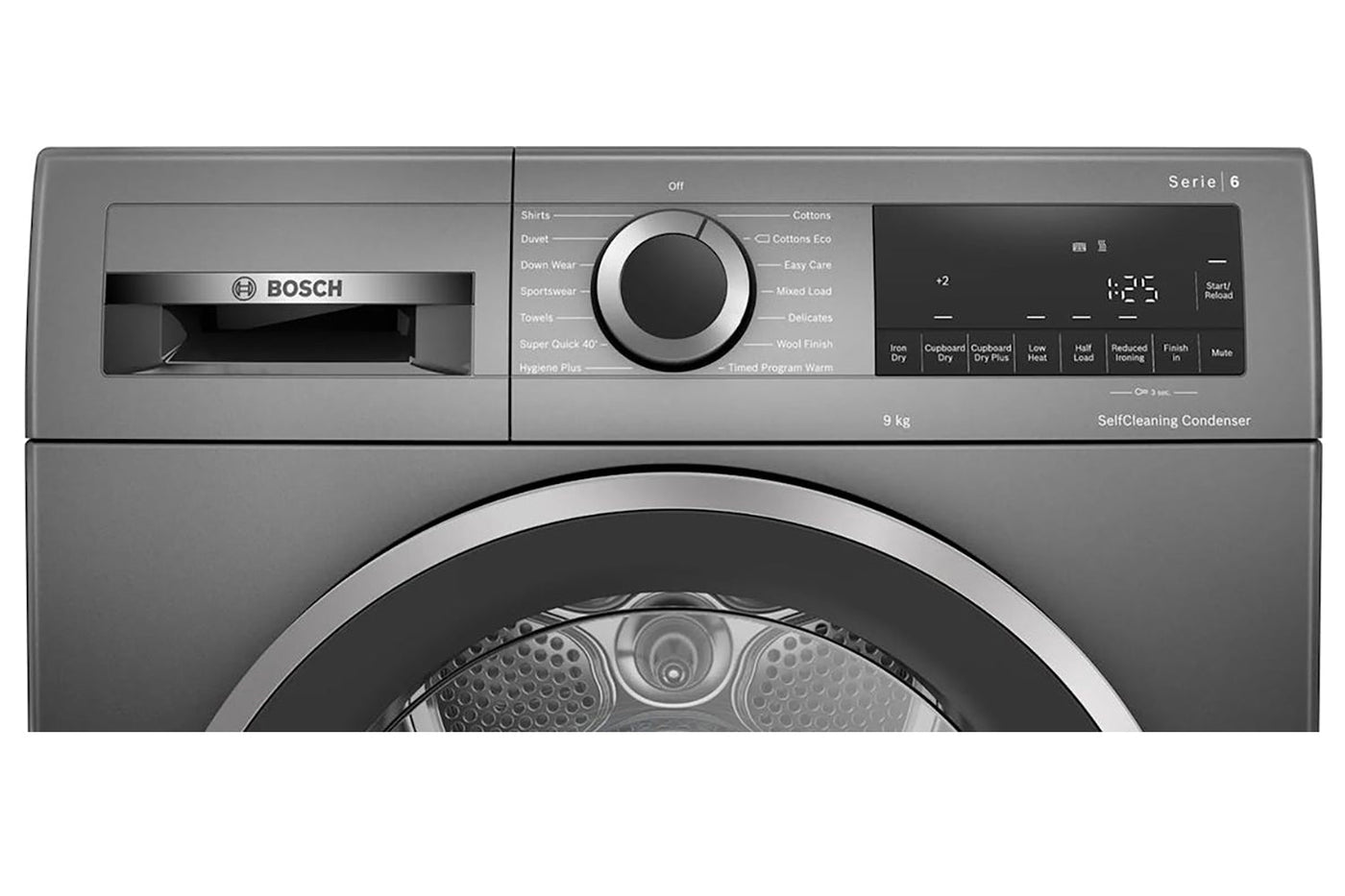 Bosch Series 6 9kg Freestanding Heat Pump Tumble Dryer | WQG245R9GB | Cast Iron Grey